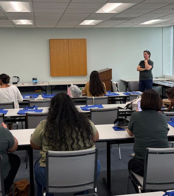Students trying assistive technology in a classroom